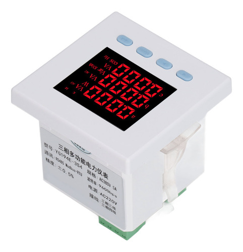 Medidor De Potencia Multifuncional Blanco Trifásico De 9600