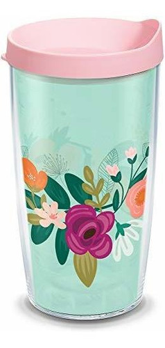 Tervis ******* Vaso Con Aislamiento Floral Neo Mint, 16 Oz, 