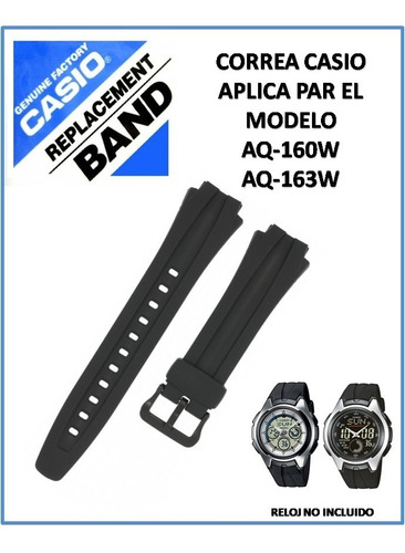 Correa Casio Aq-160w Aq-163w Banda Pulso Color Negro Pur