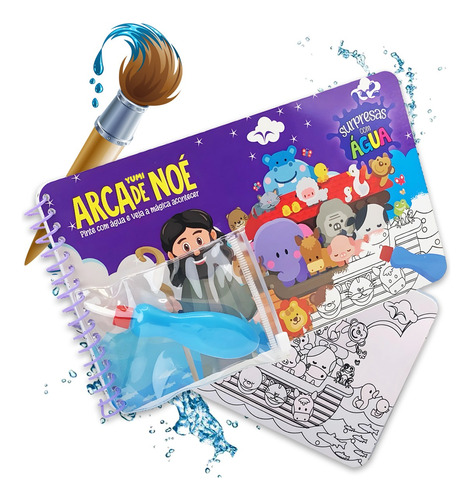 Surpresas Com Água Arca De Noé Livro Infantil Pinta Com Água Capa Dura Agua Book Aquabook