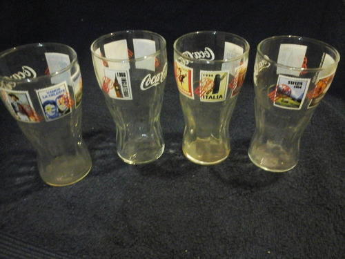 Lote De 4 Vasos Coleccionables Vidrio Coca Cola