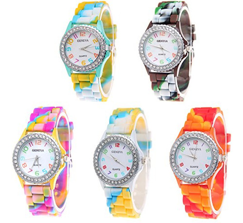 Cdybox 5 Pack Rhinestone Relojes De Pulser B07dykvpsr_200324