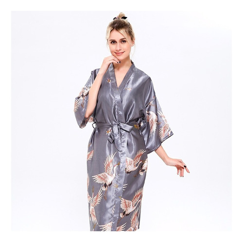 Lazhu Robe Japanese Kimono Yukata Crane Short Sleeve