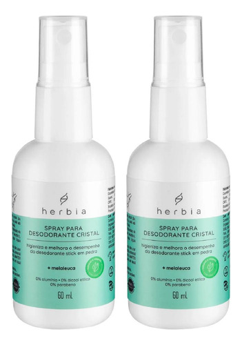 Kit Herbia Spray Para Desodorante Cristal 2 Un De 60ml Cada