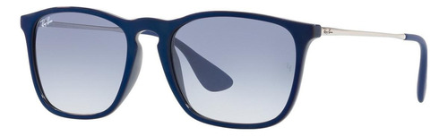 Anteojos de sol Ray-Ban Highstreet Chris Standard con marco de injected color polished blue, lente light blue de cristal degradada, varilla gunmetal de acero/titanio - RB4187