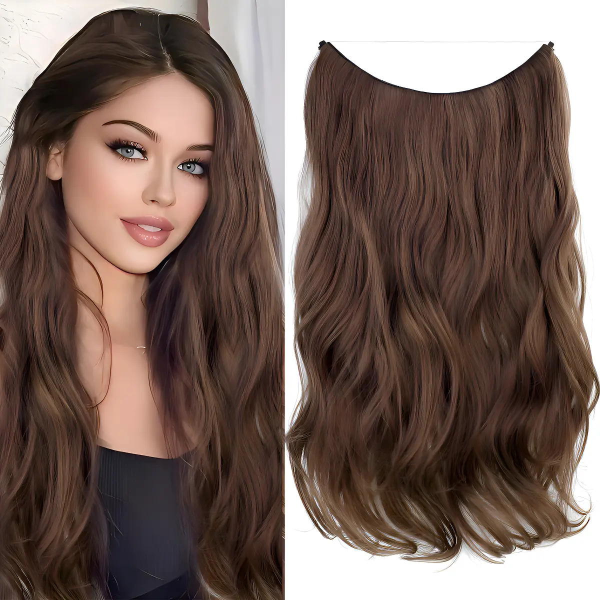 Extensiones De Cabello De 20 Pulgadas Con Clip Color Light Chestnut Brown