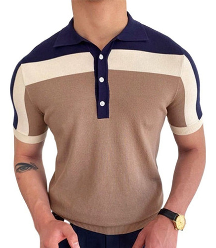 Polo De Manga Corta De Punto Delgado Para Hombre A