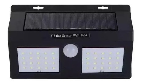 Lámpara Solar Exterior Potente Luz 40 Leds Sensor Movimiento Estructura Negro