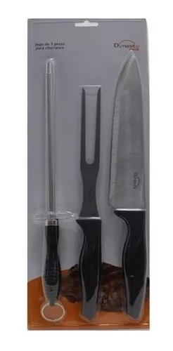 Kit Faca E Garfo Para Churrasco Em Inox Dynasty