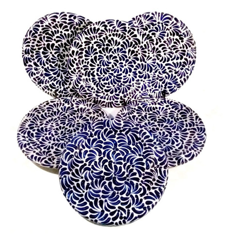 6 Platos De Talavera Poblana Barroca Plumeado 20cm Pastas #3