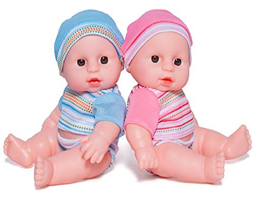 Prextex Mini Twin Dolls Set - 7.5 Inch Cute Baby Twin Dolls