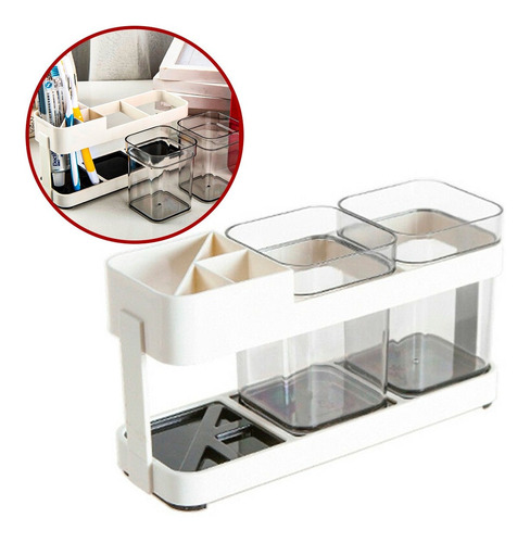 Porta Cepillo De Diente Organizador D Baño Cocina Doble Vaso