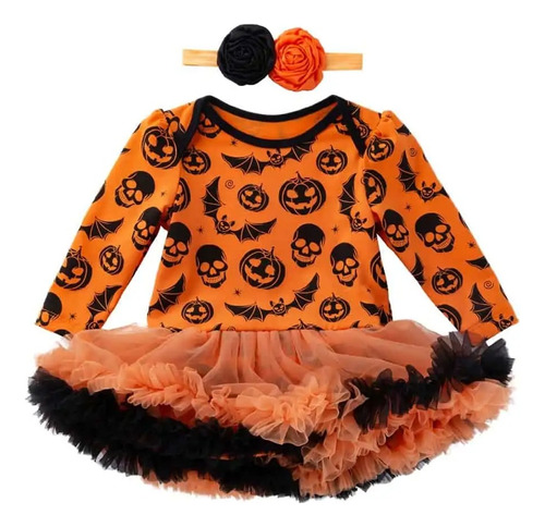 Disfraz De Calabaza Con Falda De Tull Para Bebe Halloween