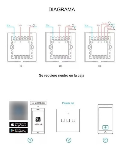 Cu Combo 2 Sonoff Basic R2 + 1 Sonoff T2 - 1 Canal