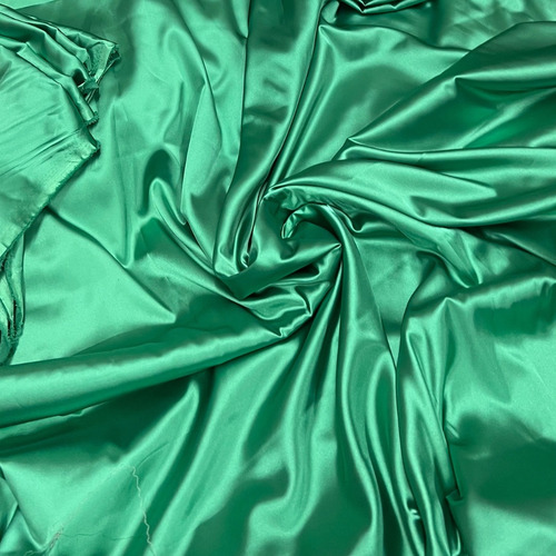 Tela Saten Con Lycra Elastizado Spandex Premium Por X Metro Verde