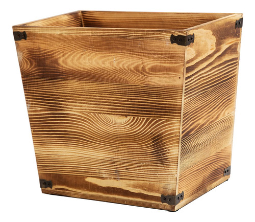 Cubo De Basura De Madera Con Antorchas De Estilo Rústico Gri