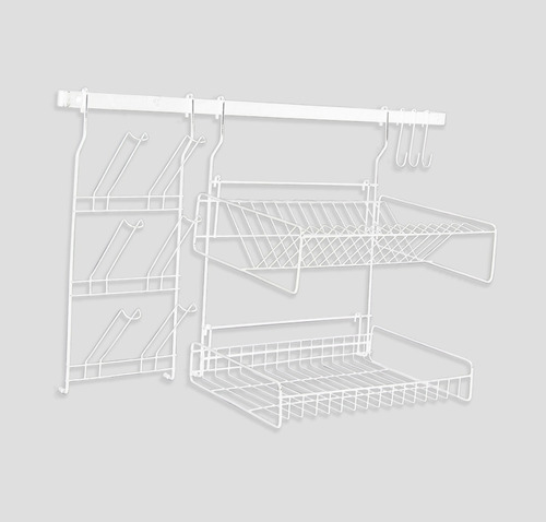 Escorredor De Louças Suspenso Barra Modular Aço Cook Home Cor Branco