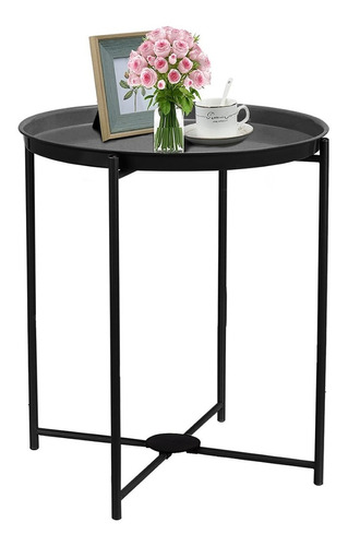 Mesa Arrime Ratona Bandeja Desmontable Diseño Plegable Black