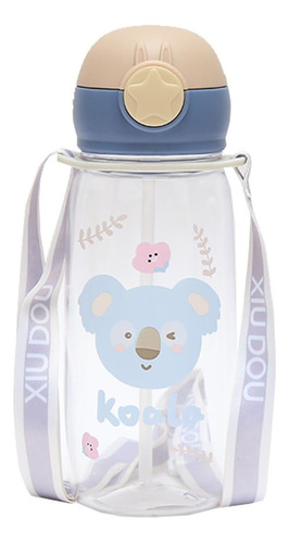 Termo Botella Infantil Contenedor Agua Popote Correa 600ml Color Koala