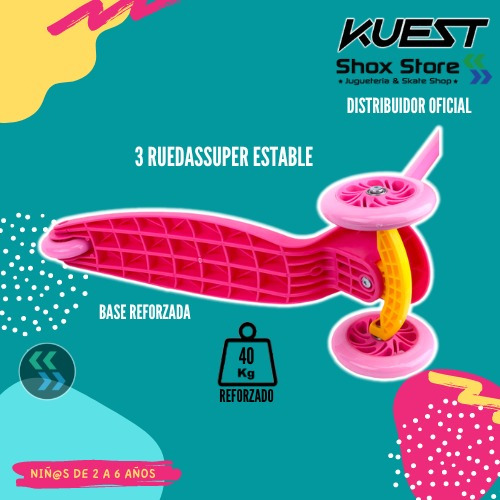 Monopatin Infantil 3 Ruedas Con Luces + Protecciones Regalo