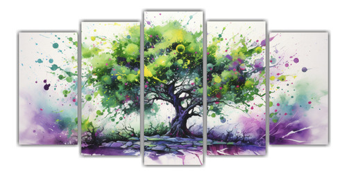 100x50cm Cuadro Moderno Relieve Árbol De Manzana Verde Y Mo