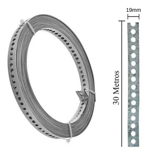 Fita Perfurada De Aço 19mm X 30 Metros Cor Zincado Branco