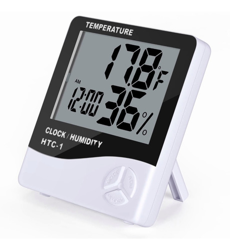 Imagen 1 de 7 de Termometro Higrometro Digital Reloj Alarma Con Sensor