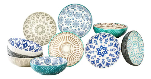 Juego De 10 Tazones Bowl De Cerámica Signature Housewares Color Azul