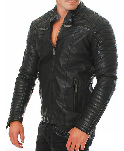 Chaqueta De Forro Polar Y Coat Leather Plus Para Hombre, Cha