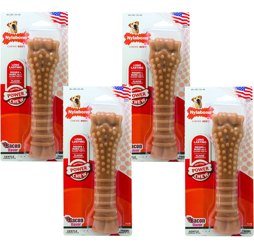 Nylabone 4 Pack De Dura Chew Souper Bacon Flavored Bones