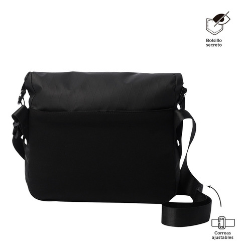 Totto Bolsa De Hombre Crossbody Bandolera Deploy - A Color Negro Diseño de la tela Lisa