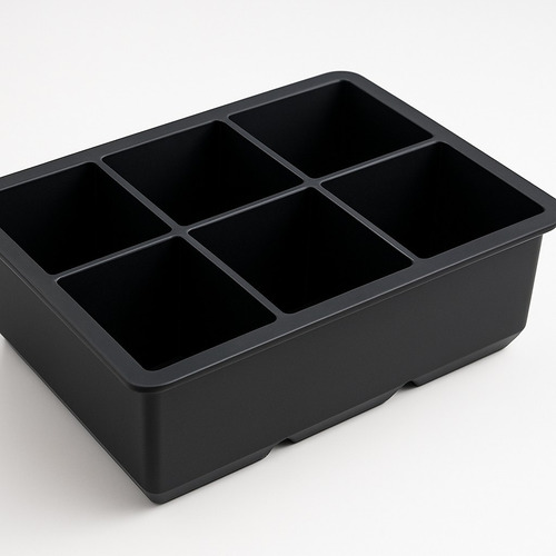 Forma De Silicone Gelo Cubo Grande 6 Cubos Drink Whisky Top Crevo Cor Preto