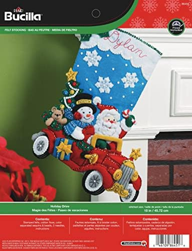 Bucilla 86451 Bota De Navidad Con Aplicación De Fieltro, 45.72 Cm, Diseño De Paseo Navideño