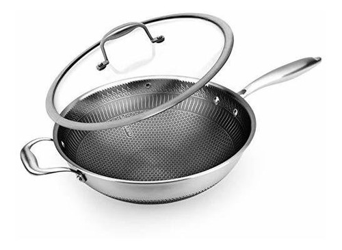 12  Stainless Steel Durable Wok - Triply Kitchenware Wok Wit