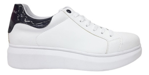 Zapatillas Acordonadas Negro Blanco Natural Mujer 35 Al 40