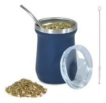 Comprar Set Yerba Mate 5 Oz: Gourd, Bombilla Y Taza Doble Pared Azul