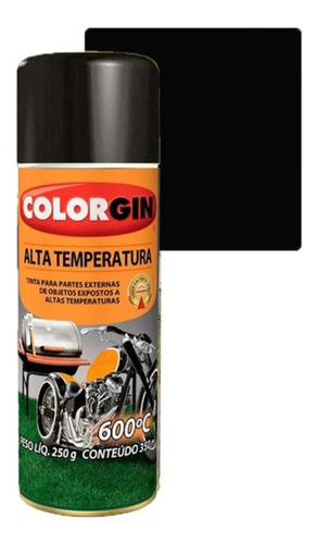 Tinta Spray Colorgin Alta Temperatura Preto 300ml