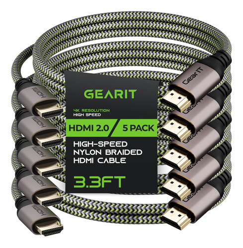 Gearit Cable Hdmi 4k, (paquete De 5 / 3.3 Pies/3.3 Ft) Hdmi