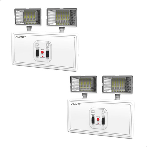 Luminária Emergência Bloco 12w 2200 Lúmens 2 Faróis 127/220V Cor Branco 127/220V