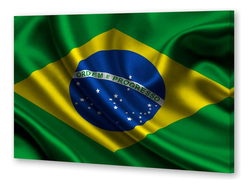 Cuadro 50x75cm Bandera Brasil Orden Y Progreso Patria P3