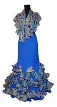 Comprar Pollera Flamenco,cintura 80 Cad 100 Largo 104 Distinguida Azul Acero Cintura 80 Cadera 100 Largo 104