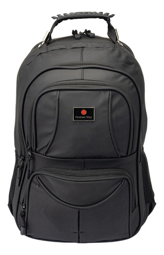 Mochila Impermeável Notebook Masculina Feminina Preta Moto Cor Preto Desenho do tecido Liso