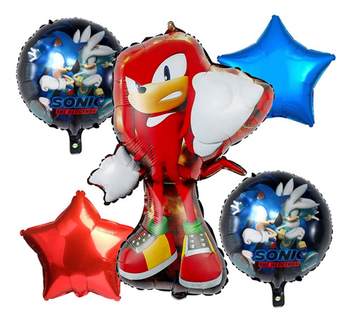 Set Globo Sonic Knuckles Cumpleaños Decoración 5 Pzas