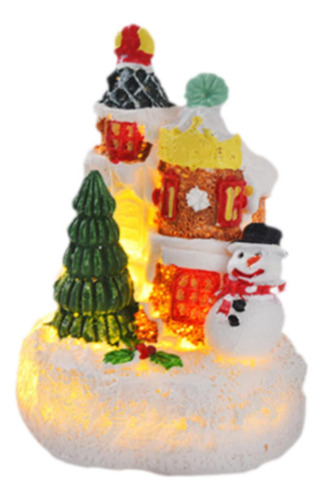 Casa Luminosa Navideña Escena De Nieve Navideña Figura De
