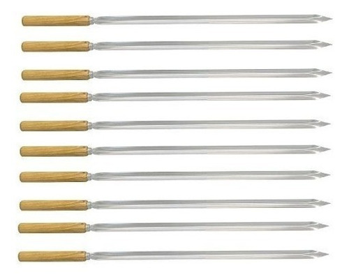 10 Mini Espetinhos Para Churrasco Em Aço Inox 30cm De Lâmina