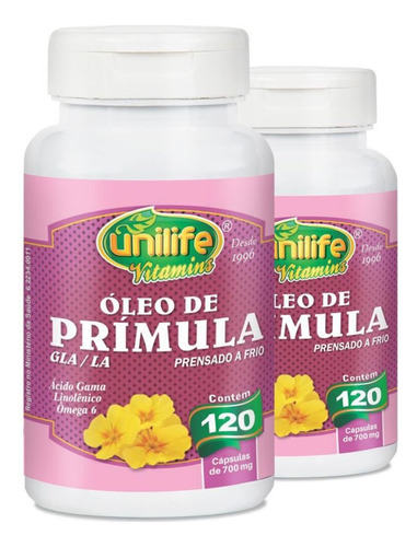 Kit 2 Óleo De Prímula Unilife 120 Cápsulas