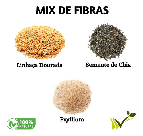Mix De Fibras - Psyllium + Chia + Linhaça
