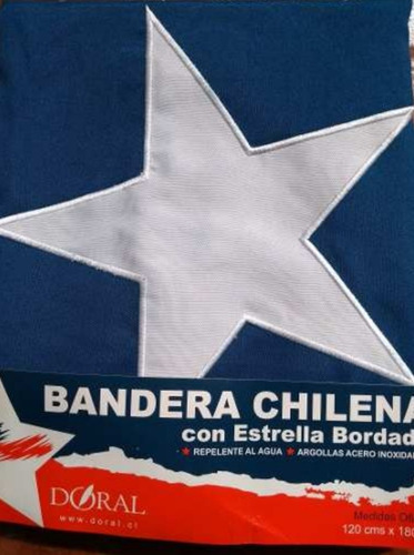 Bandera Chilena 2x3 Metros Estrella Bordada Con Ojetillos