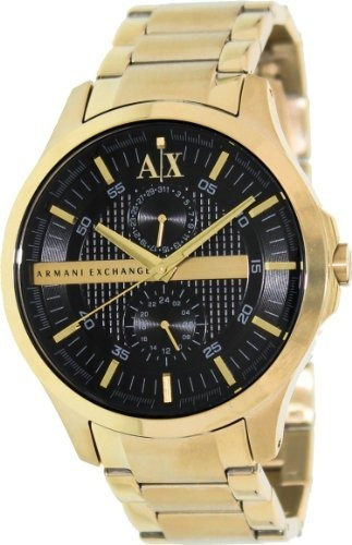 A | X Armani Exchange Negro Dial De Oro Pvd Reloj Para Hombr