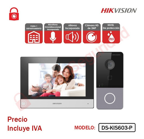 Imagen 2 de 3 de Kit Videoportero Ip 2mp Ds-kis602 Video Portero Hikvision
